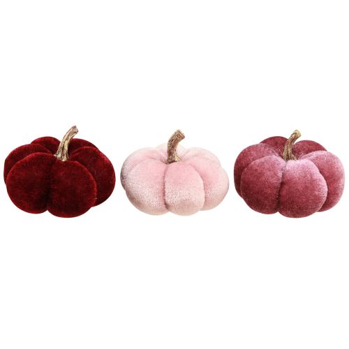 Artikel Pumpa av tyg dekoration sammet vinröd rosa Ø7cm 9 st