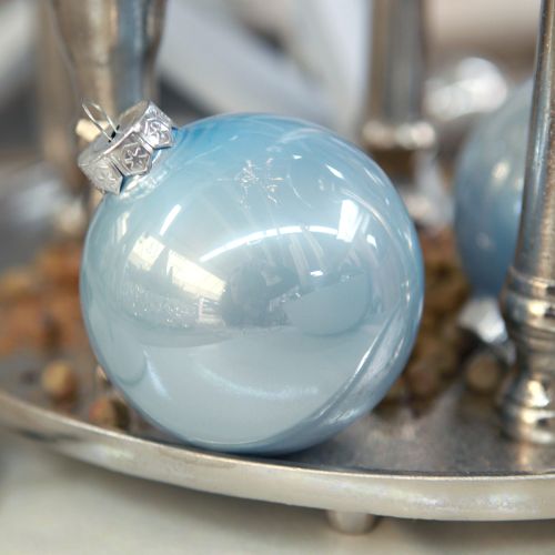 Artikel Kulset i blått/silver – matt och glansigt, glasdekoration för vinterblomster 7,5 cm 12 st