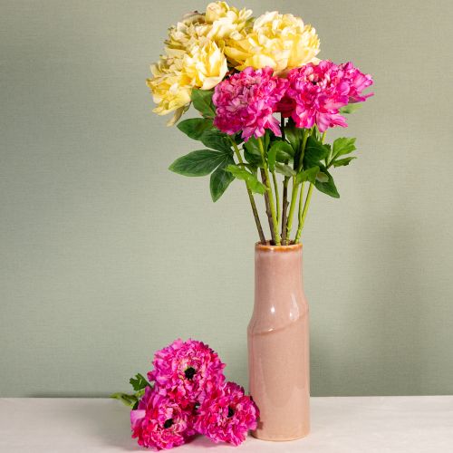 Artikel Konstgjord pion med stor blomma för tidlös blommig inredning, 60 cm, 3 stycken