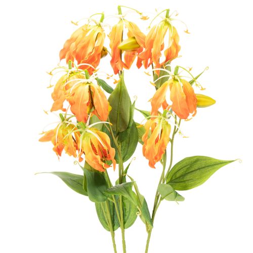 Konstgjord Gloriosa orange blomma med långa stjälkar för vaser 80cm 3st