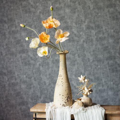 Artikel Konstgjord vallmoblomma för bröllopsdekoration och design, 95 cm, 3 stycken