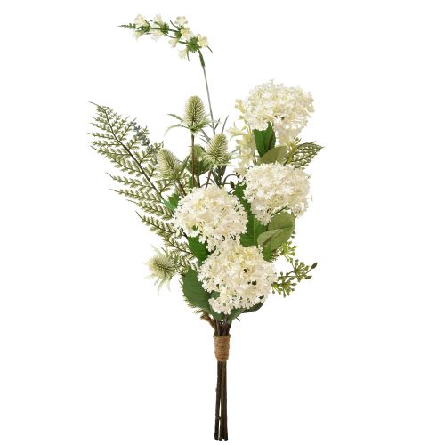 Artikel Konstgjord blombukett snöbollsväxt teasel ormbunke 65cm