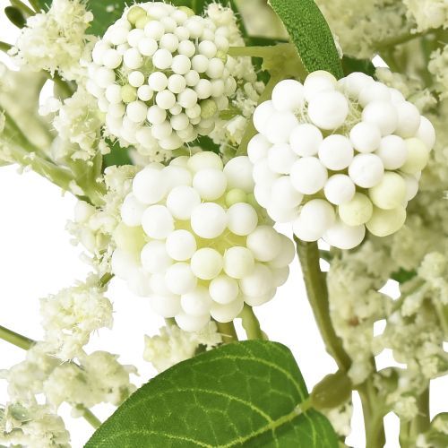 Artikel Konstgjord blombukett sidenblommor bärgren vit 48cm
