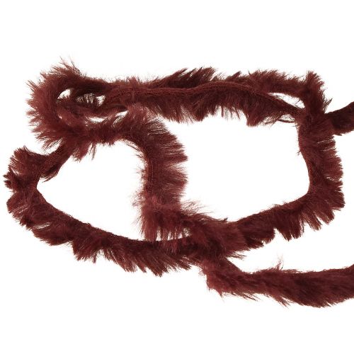 Artikel Fuskpälssnöre, fluffig dekorationssnöre, vinröd, 50g, 30m