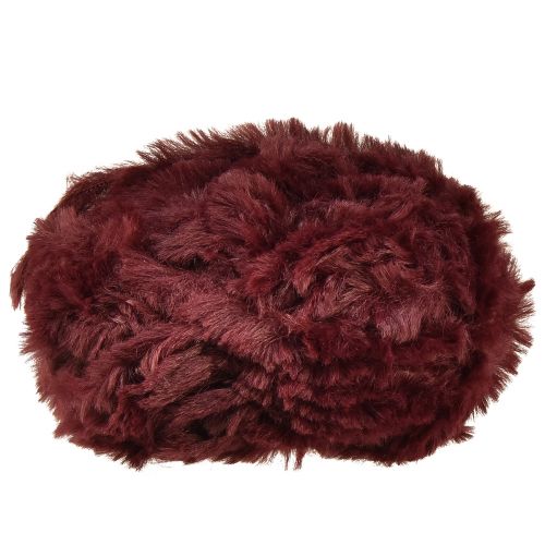 Artikel Fuskpälssnöre, fluffig dekorationssnöre, vinröd, 50g, 30m