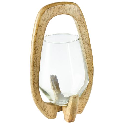 Floristik24 Lykta trä glaslykta dekorativ mangoträ natur Ø14cm H26cm