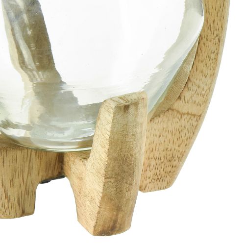 Artikel Lykta trä glaslykta dekorativ mangoträ natur Ø14cm H26cm