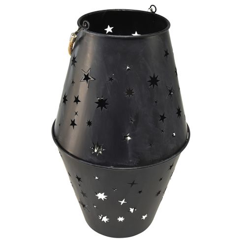 Artikel Hängande metalllykta i antracit med stjärnor - Ø18,5 cm, höjd 50 cm - Elegant utomhus- och inomhusbelysning