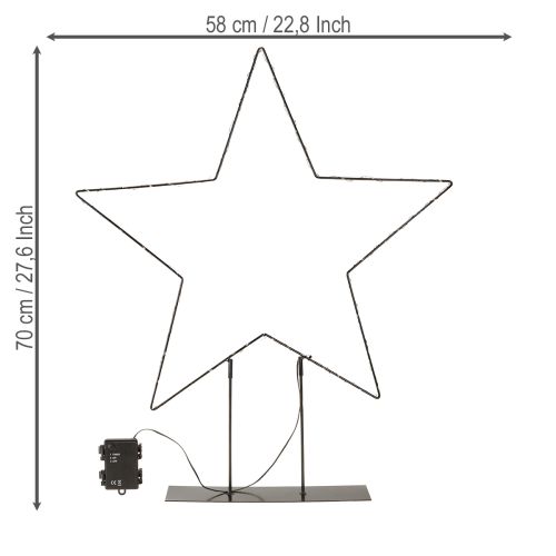 Artikel LED-stjärna stående 150 Micro LED varmvit metall Ø58cm