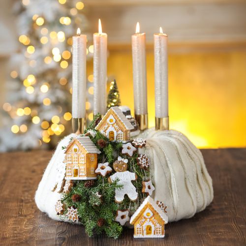 Floristik24 Light house LED pepparkakshus brun vit H8/10cm 4st