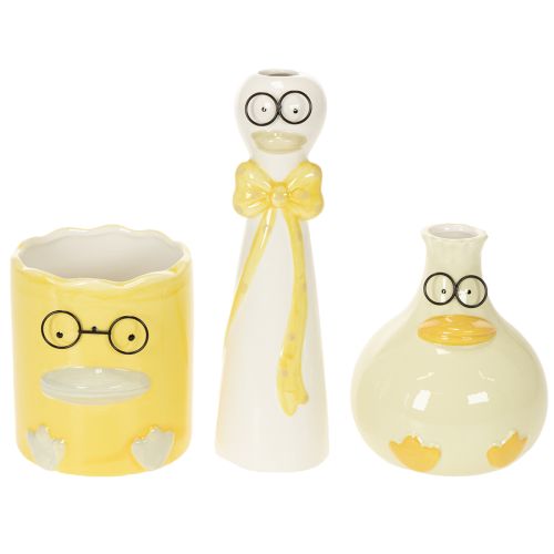 Set med dekorativa keramikfigurer av ankor med glasögon, 25 cm, 3 st | Floristik24.se