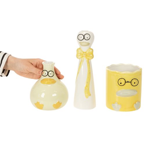 Set med dekorativa keramikfigurer av ankor med glasögon, 25 cm, 3 st | Floristik24.se