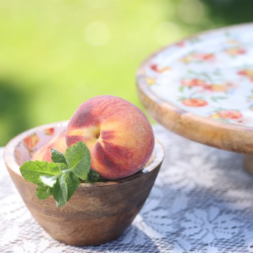 Artikel Dekorativ skål i mangoträ, persikofärgad träskål Ø12,5 cm, 2 st