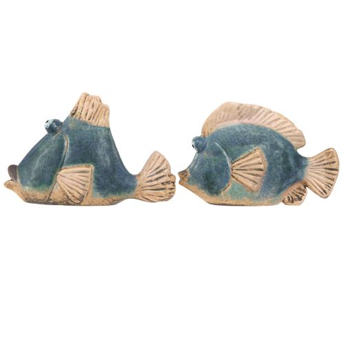 Artikel Maritim dekoration fisk blå keramik dekoration assorterad 19/17cm 2 st