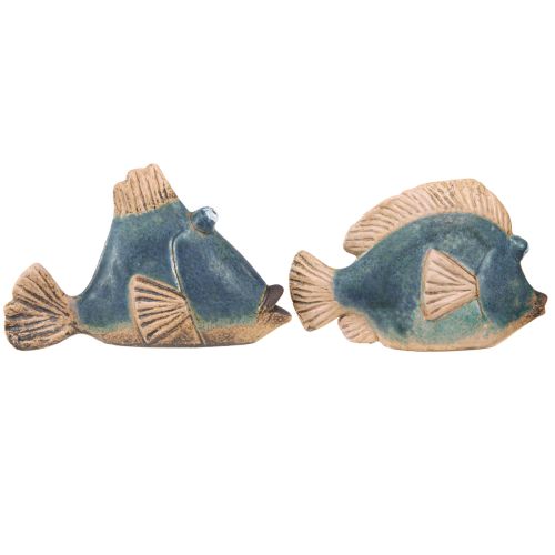 Artikel Maritim dekoration fisk blå keramik dekoration assorterad 19/17cm 2 st