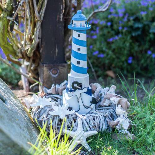 Maritime deco fyr ljusblå 34cm | Floristik24.se
