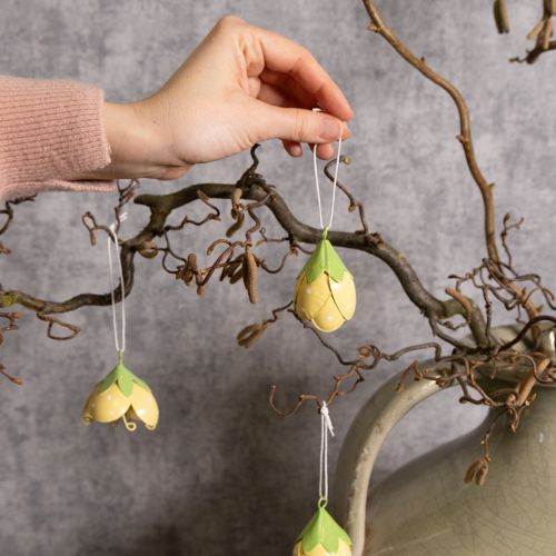 Artikel Metallhängande blomma för romantisk inomhus- och utomhusdekoration, 6 cm, 6 stycken