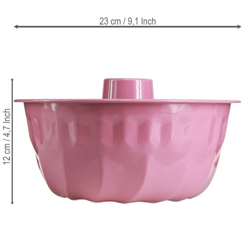 Artikel Dekorativ skål i metall, bakform, Bundt-form, rosa, Ø23 cm, H12 cm