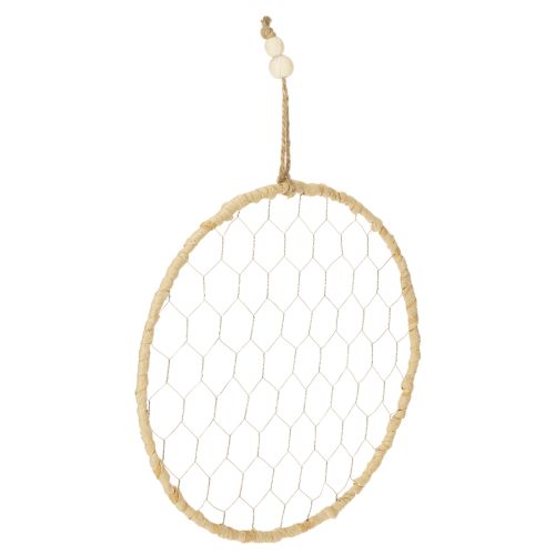 Floristik24 Boho metalldekorationsring, silver, Ø28 cm med naturlig raffia, set om 4 - hängande dekoration, väggdekoration