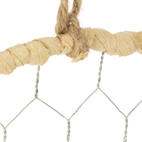 Artikel Boho metalldekorationsring, silver, Ø28 cm med naturlig raffia, set om 4 - hängande dekoration, väggdekoration