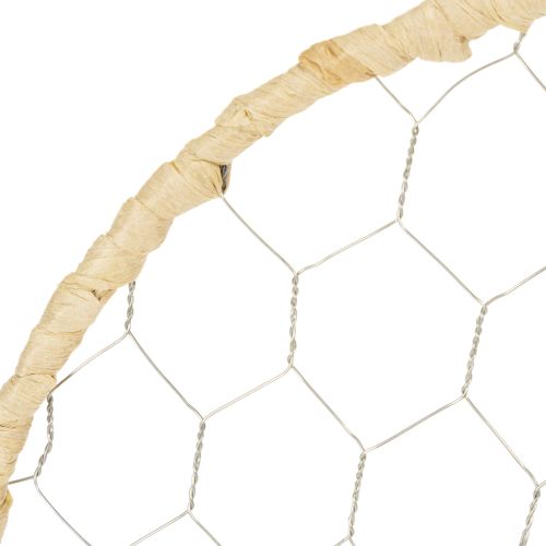 Artikel Boho metalldekorationsring, silver, Ø28 cm med naturlig raffia, set om 4 - hängande dekoration, väggdekoration