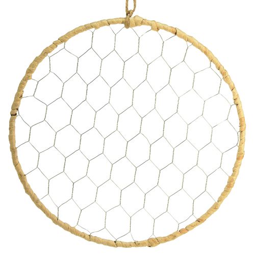 Artikel Dekorring i metall för upphängning Raffia Silver Natur Ø28cm 4 st