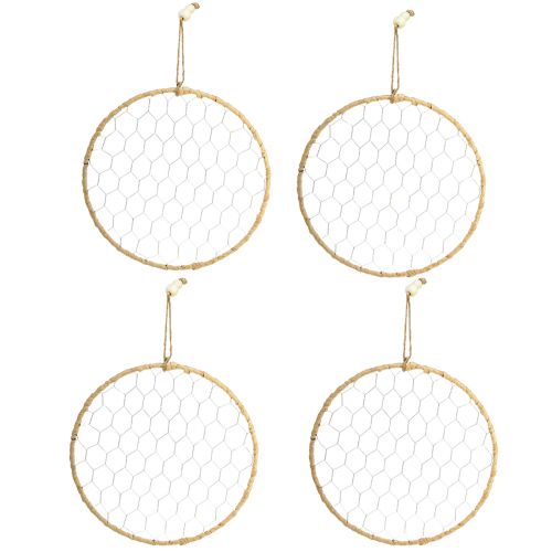 Artikel Dekorring i metall för upphängning Raffia Silver Natur Ø28cm 4 st