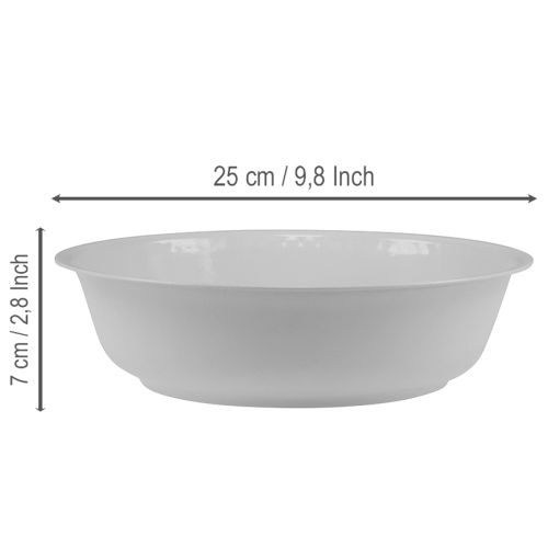 Metallskål, vit, emaljliknande skål, Ø25 cm, H7 cm | Floristik24.se