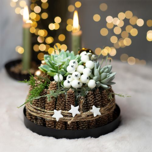 Floristik24 Metallbricka rund ljusbricka svart Ø20cm H2,5cm 2st
