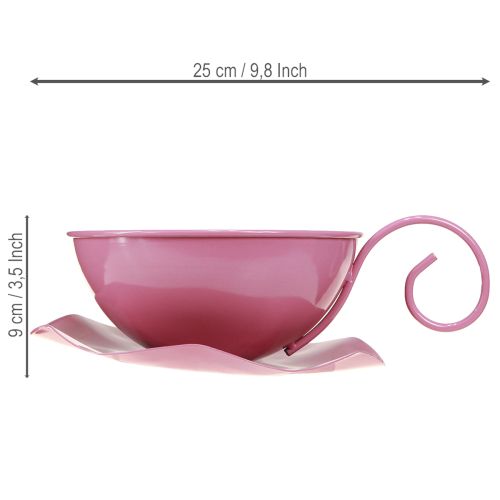 Artikel Metallmugg Ø16cm H9cm Dekorativ mugg med fat Rosa 2st