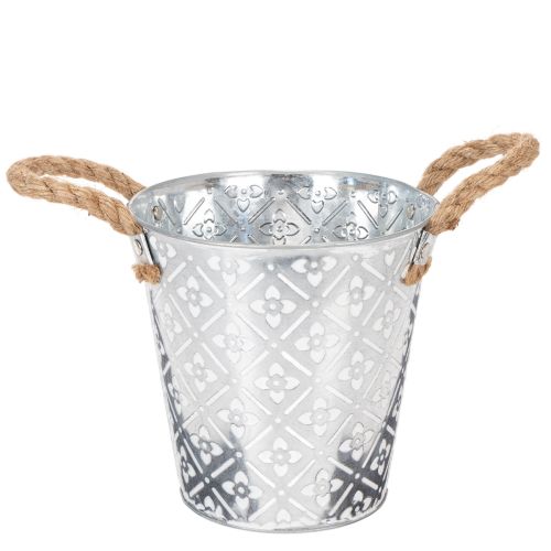 Metallkruka, blomkruka med handtag, planteringslåda med blommönster Ø18cm köpa | Floristik24.se