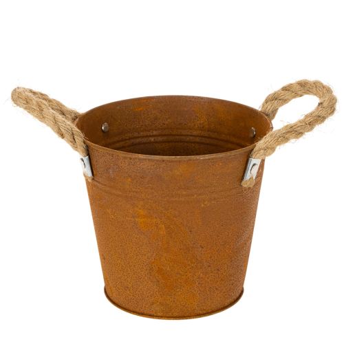 Metallkruka med handtag, örtkruka, rostdekoration Ø16,5cm H15cm | Floristik24.se
