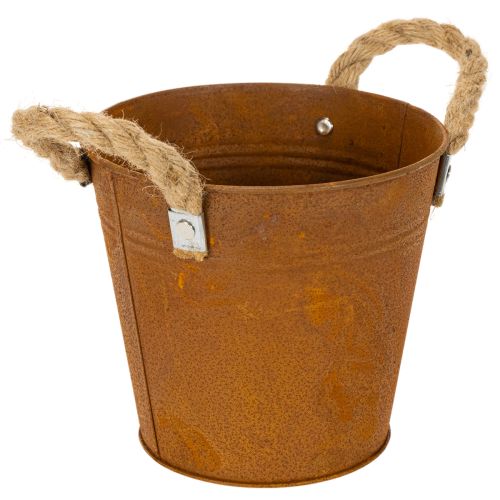 Metallkruka med handtag, örtkruka, rostdekoration Ø16,5cm H15cm köpa | Floristik24.se