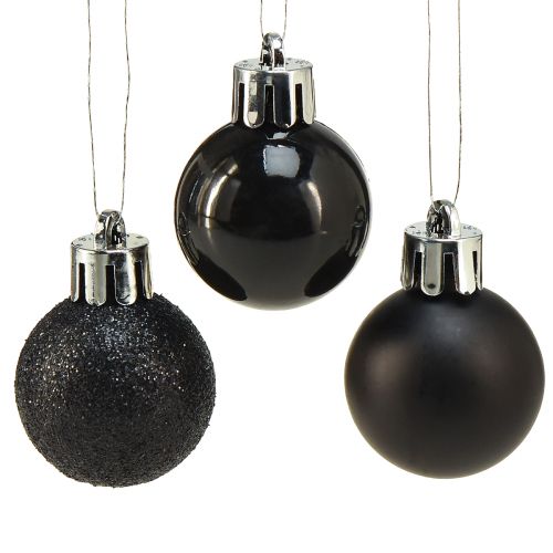 Artikel Mini Tree Balls Svart Splittrsäker Plast Ø3cm 14st