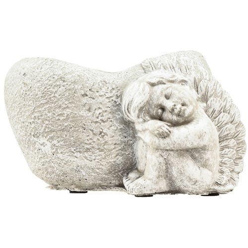 Artikel Mini växtskål grav ängel ängel grått växthjärta 16×12cm H9,5cm