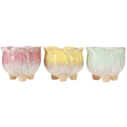 Artikel Minikruka keramik kruka blomma assorterad Ø8cm H7cm 3st