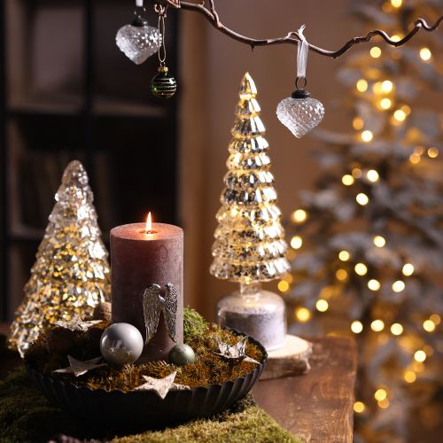 Artikel Mini julgran med LED-belysning silver guld 28cm