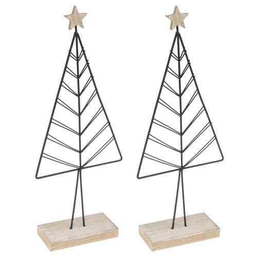 Floristik24 Mini julgran metall trä svart natur 28cm 2st