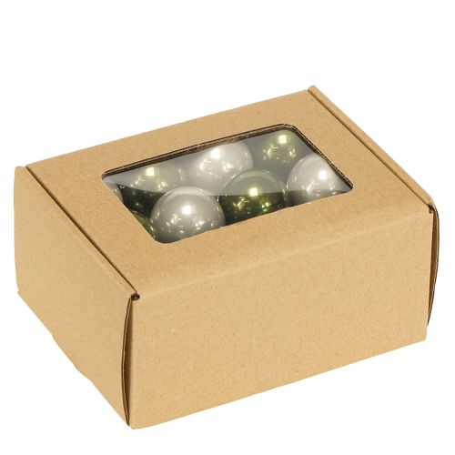Artikel Mini julkulor glas grön silvergrå Ø3cm 22st