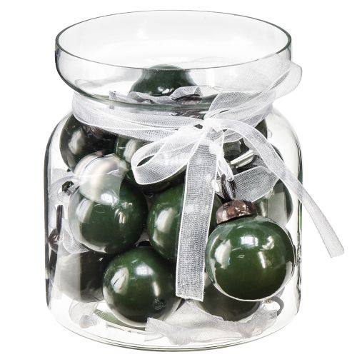 Artikel Mini julkulor glaskulor grön Ø3cm 18 st i glas