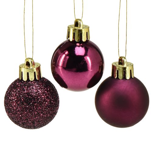 Mini julkulor lila plast Ø3cm H3,5cm 14 st