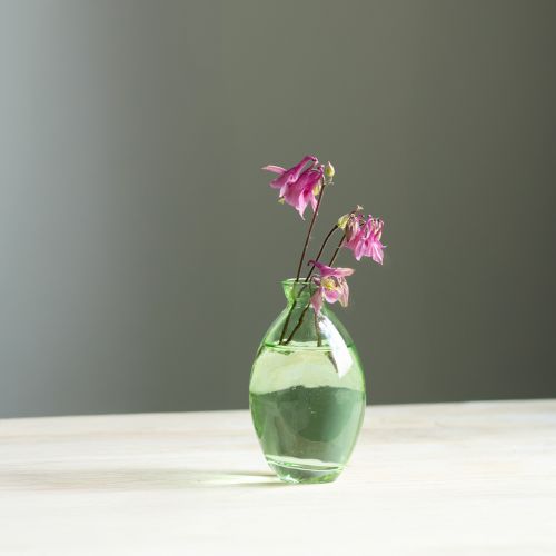Minivaser i glas, lökformade glasvaser, gröntonade, H12cm, 6 st
