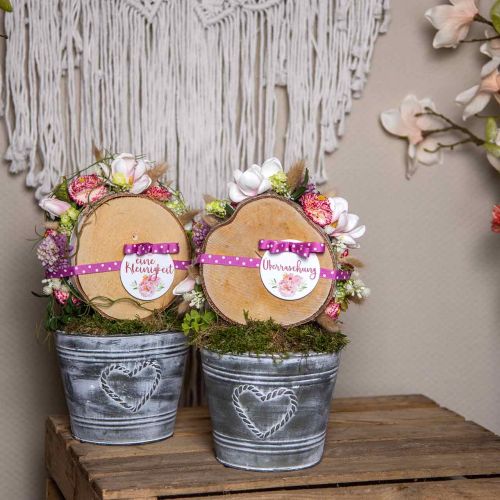 Floristik24 Blomkruka shabby chic kruka metallhjärta Ø17cm H13,5cm