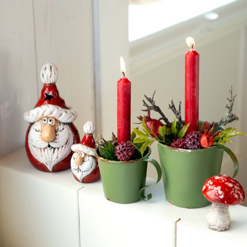 Floristik24 Söt keramisk jultomtefigur, röd och vit, 10cm - perfekt juldekoration - 4 stycken