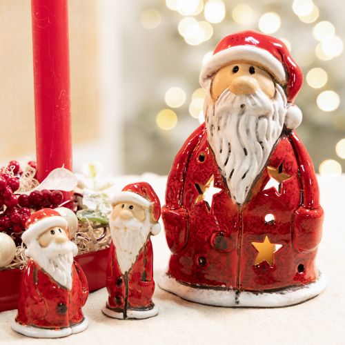 Jultomten dekorativ figur som värmeljushållare med stjärnor, bordsdekoration, 15 cm | Floristik24.se