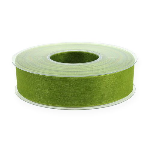 Artikel Organzaband grönt presentband vävd kant olivgrön 25mm 50m