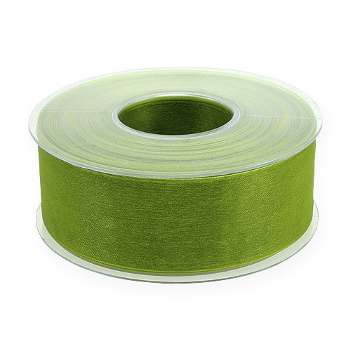 Artikel Organzaband grönt presentband vävd kant olivgrönt 40mm 50m