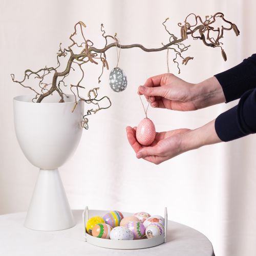 Artikel Påskäggsdekorationer som dekorativa idéer. Charmiga påskdekorationstillbehör, 6 cm, 6 stycken.