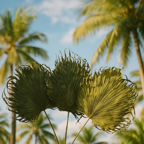 Artikel Palmbladsdekoration för exotiska arrangemang och bordsdekorationer, 5 stycken