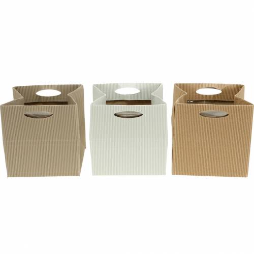 Floristik24 Papperspåse 12cm brun, kräm, beige planteringspåse 12 st